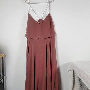 Jenny Yoo Collection Womens V-Neck Strappy Maxi Dress Size 26 Wine Lined New